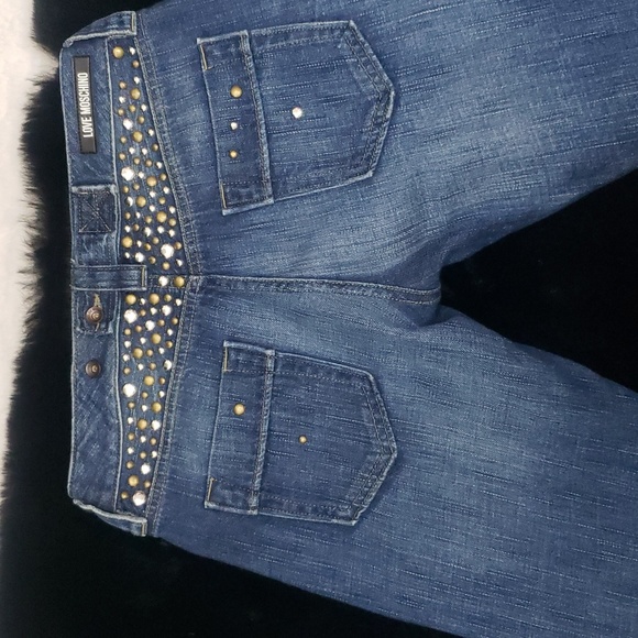 Love Moschino Blue Studded Jeans Size 26 - Picture 10 of 12